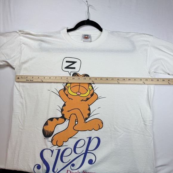 Vintage Garfield Cat Sleepshirt Nightgown One Size White Retro Nap 100% Cotton - Picture 5 of 11